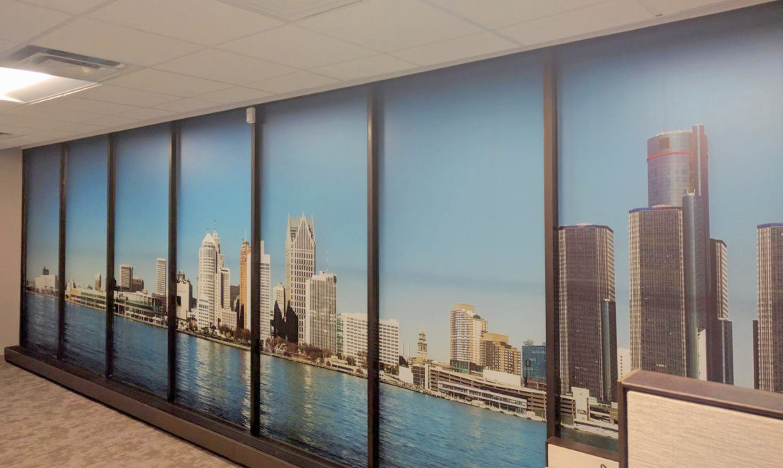 Detroit Client Dresses Up Their Offices with Custom Graphics of Skyline