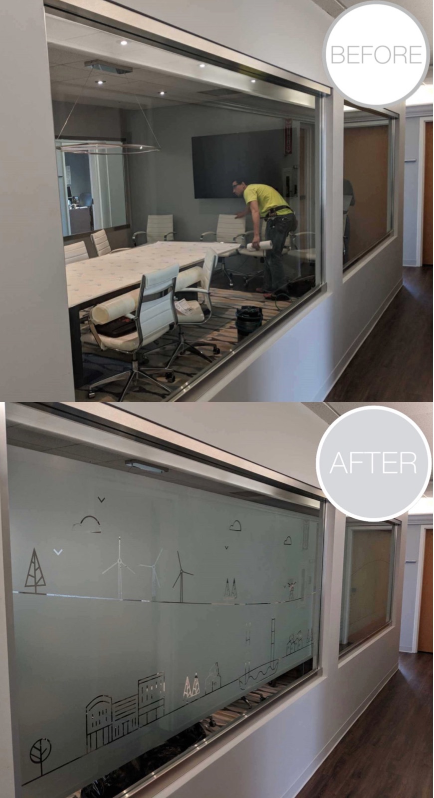 Custom Graphic Installation in Ann Arbor for Privacy and Decor - Michigan Glass Coatings - Ann Arbor, Michigan