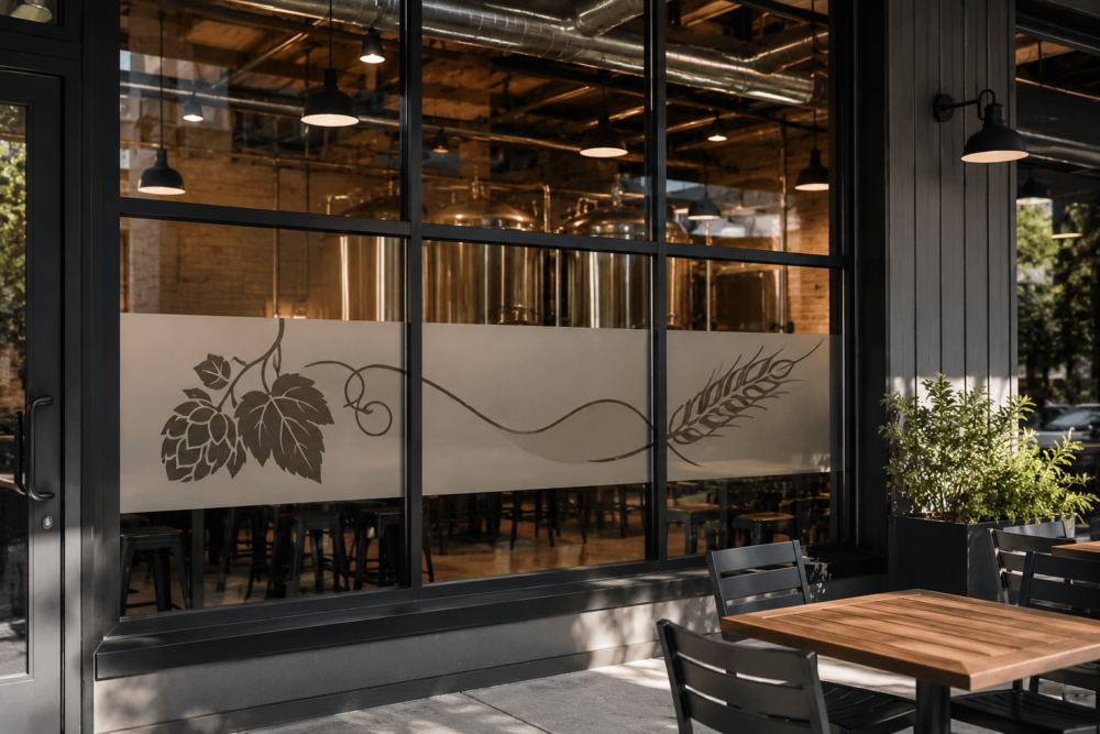 Featured image for “Custom Graphic Window Film for Grand Rapids Breweries and Tasting Rooms”