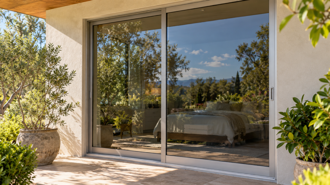 Sunlit Sliding Doors with Reflective Window Film